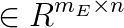 \in R^{m_E\times n}